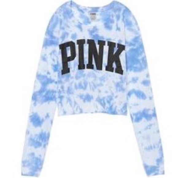 PINK Victoria's Secret Tops - VS PINK Tie-Dye Cropped Long Sleeve